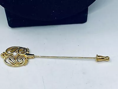 Vtg. Monet Faux Pearl & Shiny Gold Tone Art Deco Style Stickpin 378 • $0.99