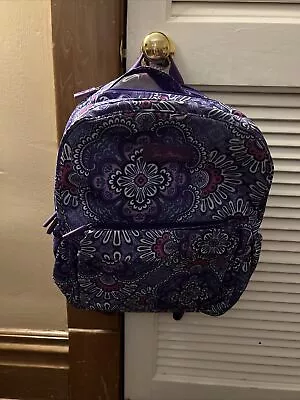 Vera Bradley Lilac Tapestry Lighten Up Just Right Backpack Canvas Bookbag School • $29.99