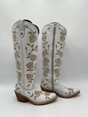 LIBERTY BLACK WOMEN'S DIANA WESTERN BOOTS SNIP TOE White/Gold Size 7.5 • $157.49