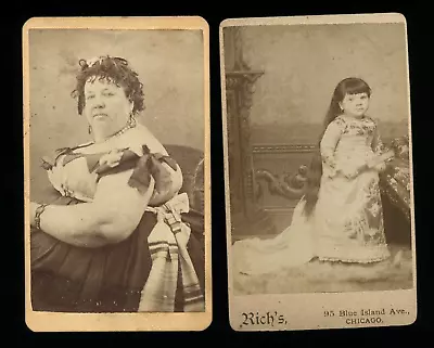 Antique Sideshow Circus Photos Fat Lady Maggie Clark & Little Henriette Moretz • $142.45