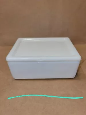 White Milk Glass Refrigerator Butter Dish Or Lidded Milk Glass Jewelry Box • $9.99