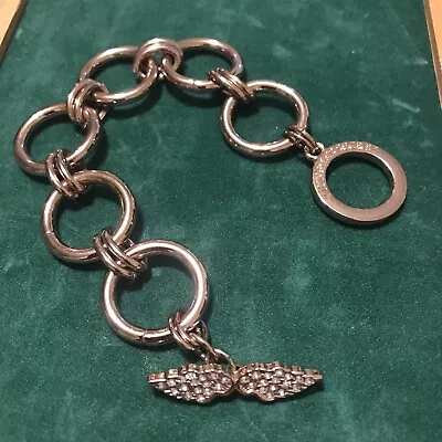 Victoria Secret Rose Gold Tone Rhinestone Angel Wing Bracelet With Toggle Clasp • $13