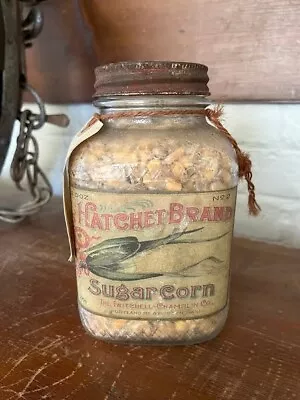 Vintage Hatchet Brand Sugar Corn Glass Jar • $22