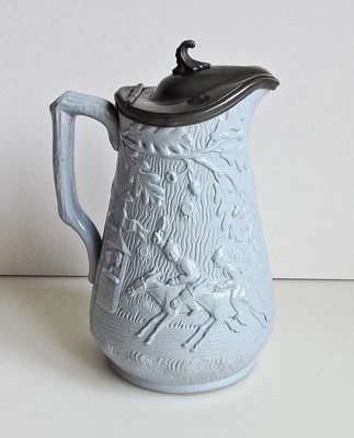 £24.99 • Buy Antique Victorian Thomas Booth Hanley Sweep Lace Pattern Pewter Lided Jug