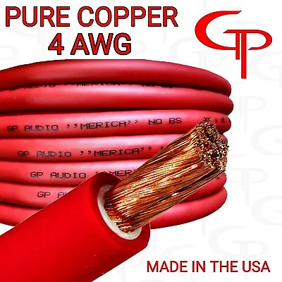 10 Ft TRUE AWG 4 Gauge OFC COPPER RED Power Wire Ground Cable GP Car Audio • $27.99