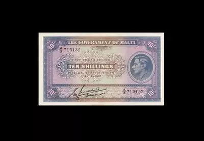 1940 Government Of Malta 10 Shillings **x-rare**  A  (( Gem Unc )) • $175