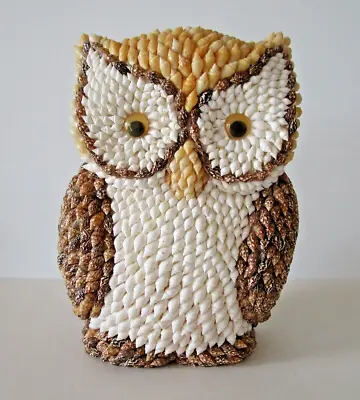 Large Vintage Shell Owl Ornament Shell Art Sculpture Statement Piece 20 Cm • $40