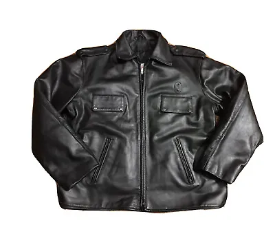 VTG Appalachian Leatherworks Cow Hide Police Motorcycle Jacket Sz XL LONG • $159.95
