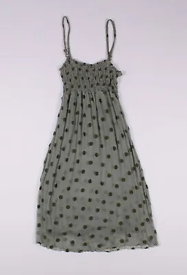 Women's Miss Sixty Vintage Y2K Polka Dot Silk Khaki Mini Dress Size L • $85