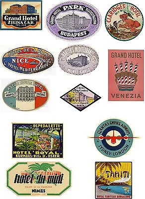 Vintage Style Travel Suitcase Luggage Labels Set Of 12 Vinyl Stickers Set 3 • £5.77