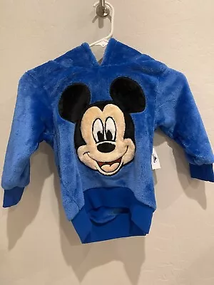 NWT Disney Parks MICKEY MOUSE Pullover Fleece Plush Hoodie Kids SZ XS • $25