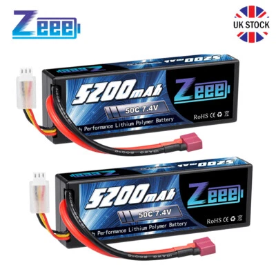 £37.99 • Buy 2X Zeee 7.4V 2S LiPo Battery 5200mAh 50C Deans T Hardcase For RC Car Truck Boat 