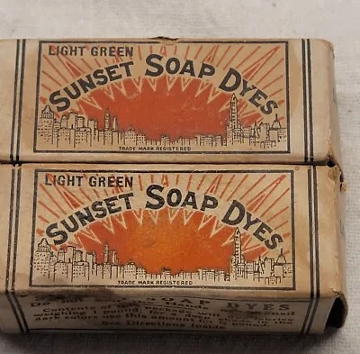 Vintage Sunset Soap Dye Boxes Sunset Graphics Lot Of Two Partial Contents Green  • $39.99