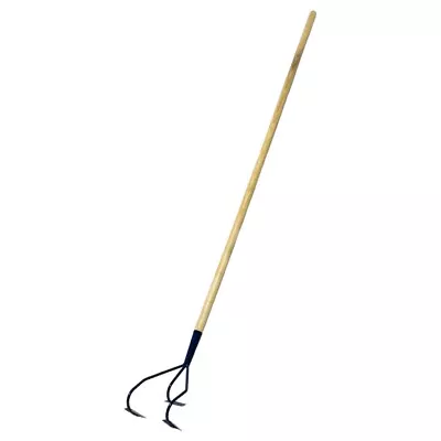 3 Prong Hand Scarifier Cultivator With Handle Digging Hoe Gardening Farming Tool • £18.97