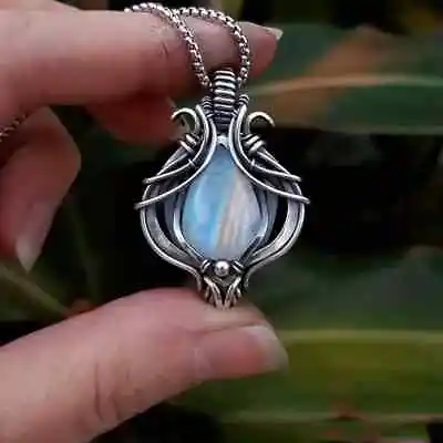 Lotus Moonstone Pendant Necklace Vintage Charm Pendant Necklace Clavicle Hot New • $9.98