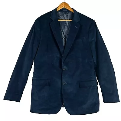 Stafford Corduroy Classic Fit Mens Blazer Blue 48L Elbow Patch Sport Jacket Coat • $33.74