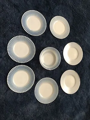 MacBeth-Evans Petalware Monax White 6.5” Dessert Plates Lot Of 7 Plus One Bowl • $27.90