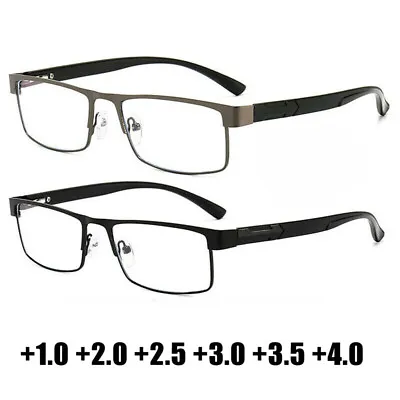 Mens Reading Glasses Designer Business Metal Readers +1.0 1.5 2.0 2.5 3.0 3.5 4 • £2.99