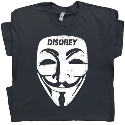 $19.99 • Buy Guy Fawkes T Shirt Mask Disobey Anarchy V For Vendetta Hacker Political Graphic