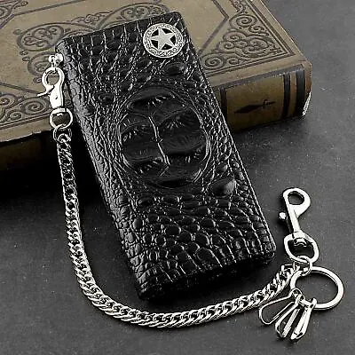 £22.15 • Buy Mens Genuine Biker Leather Wallet Purse With Safe Pants Chain