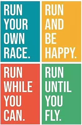 Running Quote Poster - Set Of 4 - Runners Gift - Motivational (36 X 60 Inches) • $159.99