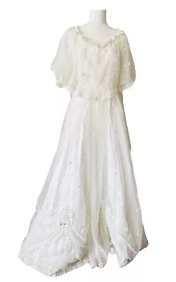 Vintage 1960s/70s Wedding Dress Designer Label  Henri Josef  Sydney Size 10 Cape • $125