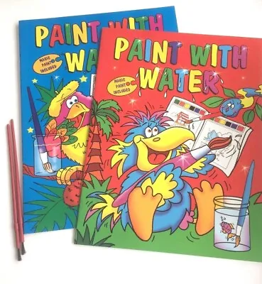 2 X Paint With Water A4 Book & Brush Colouring Book Magic Paints Just Add Water • £3.75