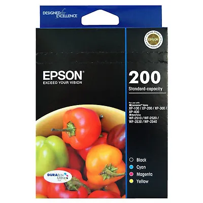 GENUINE Epson 200 4 Ink Value Pack T200692 XP-100 XP-200 XP-300 XP-310 XP-400 • $78.99