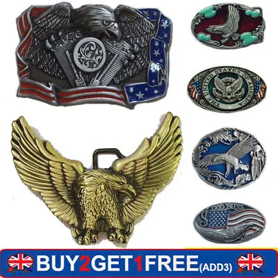 Men Cowboy Gift American Freedom Style Eagle Alloy Pin Buckle For 38-40mm Belt • £8.99