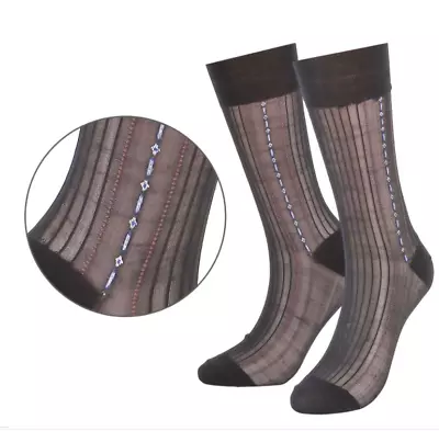 5 Pairs Mens Dress Socks Silk Ultra Thin Sheer Business Socks Soft Nylon Summer • $12.39