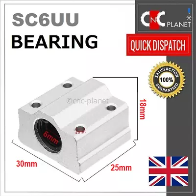 Sc6uu Linear Motion 6mm Shaft Sliding Bearing Block With 6mm Bore Scs6uu Uk Fast • £3.45