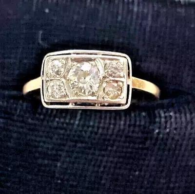Antique/Vintage 14K Yellow Gold .50 Ct Old-Mine Cut Natural Diamond Ring -size 8 • $1395