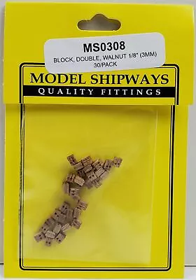 Model Shipways Double Sheave Block Walnut 1/8  (3mm) 30 Pack • $6.99