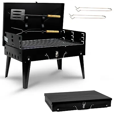 Folding Barbecue Grill Fire Pit BBQ Camping Charcoal Patio Party Garden Outdoor • £12.85