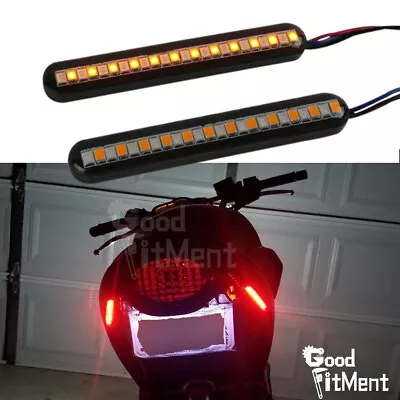 Motorcycle LED Turn Signals Tail Lights Strip Bar Indicator Amber/Red Universal • $11