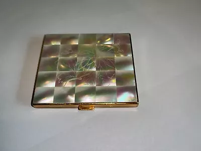 Vintage Gold Tone Mother Of Pearl Powder Compact • $10