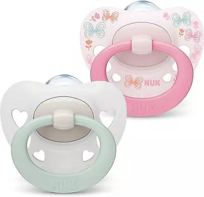 £5.11 • Buy BABY Dummy SOOTHER 0-6 Months BPA-Free Pink Heart Pack Of 2 Count NUK
