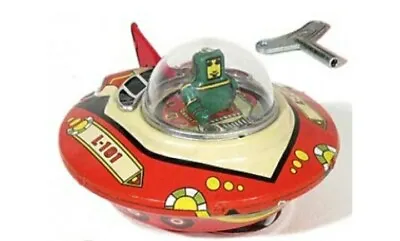 Robot Flying Saucer Space Patrol Commander L-101 Gyro Crank Action Tin Toy  • $45