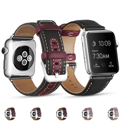 $20.77 • Buy For Apple Watch Band Series1-8/SE Leather Band Strap 38/40/41/42/44/45mm