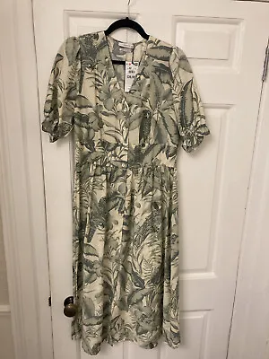 £20 • Buy Tropical Palm Print Midi Shirt Dress From Reserved - Size 12 BNWT