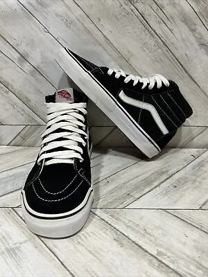 Vans Off The Wall Sk8 Hi Top Black Suede Leather Women Skate Shoes 751505 Sz 9.5 • $39.77