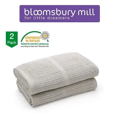 £13.99 • Buy Soft Newborn 100% Organic Cotton Cellular Baby Blanket Breathable - Grey 2 Pack 
