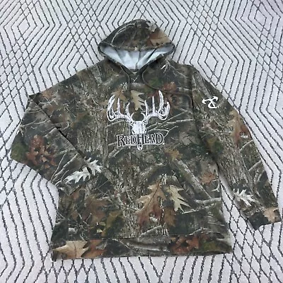 Red Head Hoodie Men Medium Camo Sweatshirt Sweater Buck Skull Logo Deer Hunting • $24.91