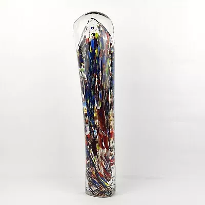 Molten Glass Sculpture Studio Blown Layered Colorful Rolled Gathering Blob 11 H • $85