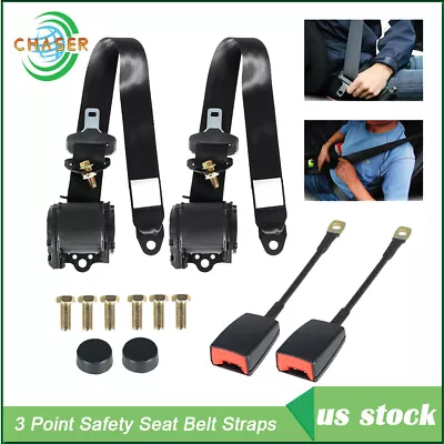 2x Retractable Adjustable 3 Point Safety Seat Belt Straps Car Vehicle Belt Kit • $25.65