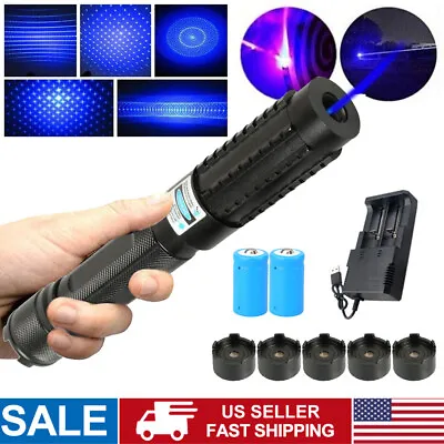 6 In 1 Blue Burning Laser Pointer 450nm  Laser Visible Beam Light 5W • $52.99