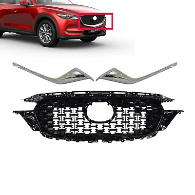 Fits Mazda CX5 CX-5 2022-2023 Front Grille Gloss Black/Grille Trim Chrome Set • $346.99