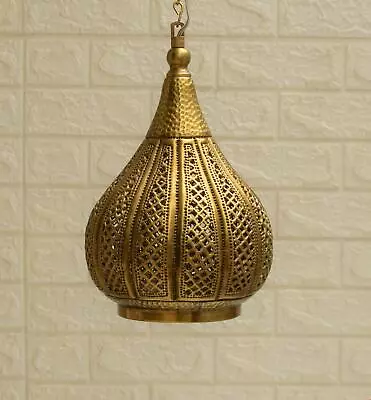 Moroccan Oxidize Brass Ceiling Light Fixture Hanging Lamp Pendant Lantern • $163.90