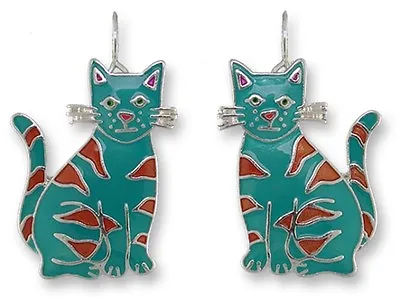 Calypso Cat Earrings  Zarah Hand Painted Cat Gifts Feline Fancier Kitty Kat • $22.99