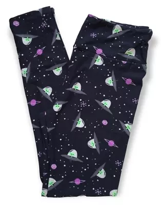 Lularoe Space Aliens OS Leggings Halloween Spaceships UFO Galaxy Stars NWOT • $34.99